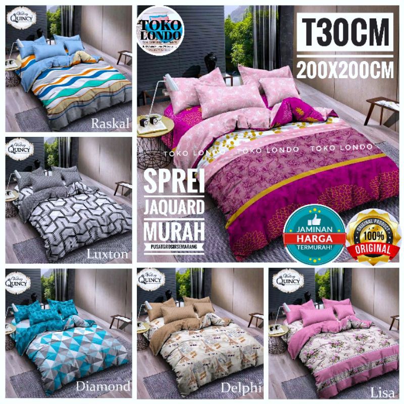 Sprei VALLERY QUINCY Motif Extra King uk 200 uk 200x200 T30 Tinggi 30 cm Sprei Katun Jepang Asli Murah motif  Bunga Modern Minimalis Carara Delphi Baltic Diamond Espresso Gemma Hugo Kimmy Lisa Luxton Raskal Sakura Salva Tamara Venus