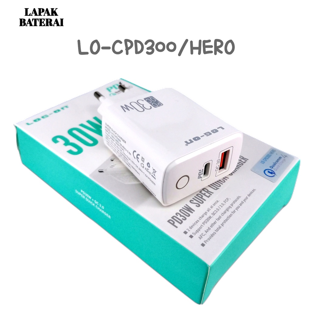 Log on - CPD300 30W Batok Charger 2 Output PD3.0 QC4 Fast Charging Power Delivery Type C