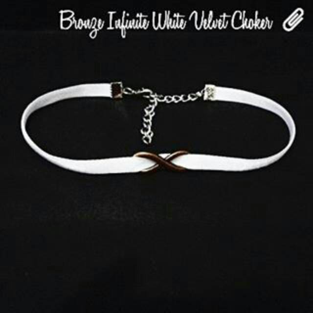 Bronze Infinite White Velvet Choker Necklace | Kalung Handmade