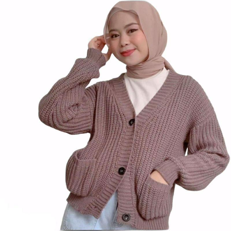 Cardigan Rajut Wanita // Crop RAJUT Cardi Oversize / OUTER KNIT 7 GET