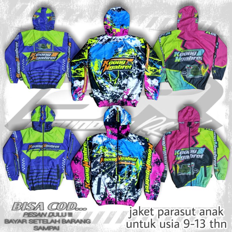 Jaket parasut keong ngabret/untuk usia 9-12 tahun