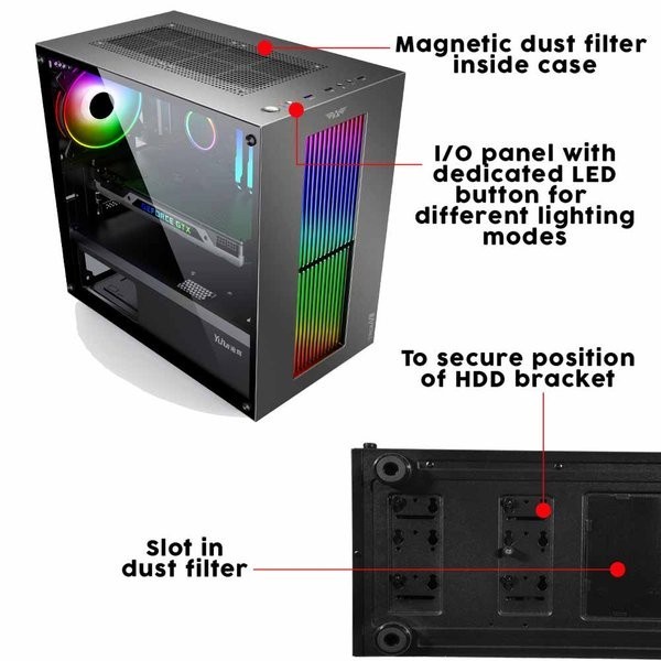 Armaggeddon Tron VII ATX Gaming PC Case with Tempered Glass Side Panel