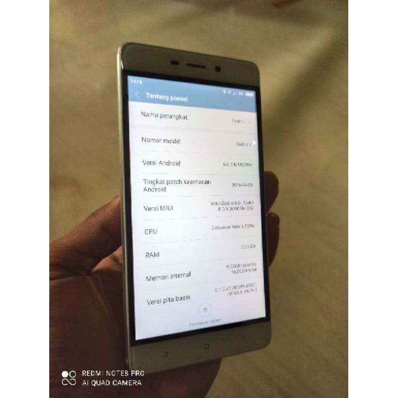 second redmi 4 prada 2/16 bukan redmi 4x /4pro/3s/3x/redmi 3