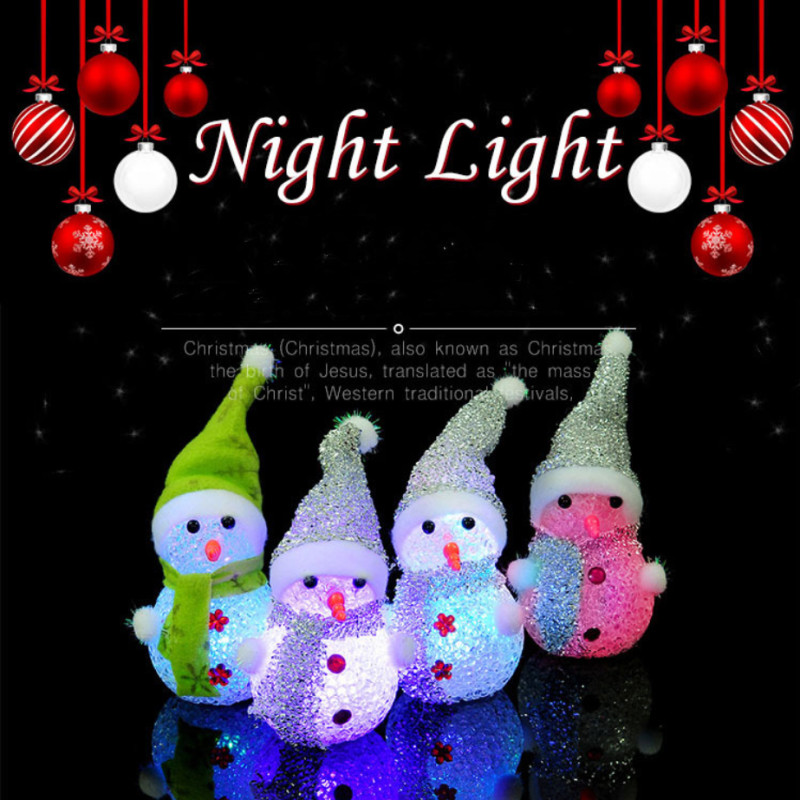 Ornamen Lampu Led Desain Snowman Santa Claus Untuk Dekorasi Pesta Natal