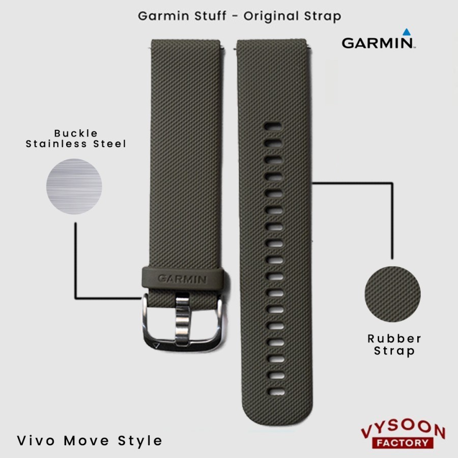 Strap Rubber Smartwatch Garmin Vivo Move Style Original - Gray