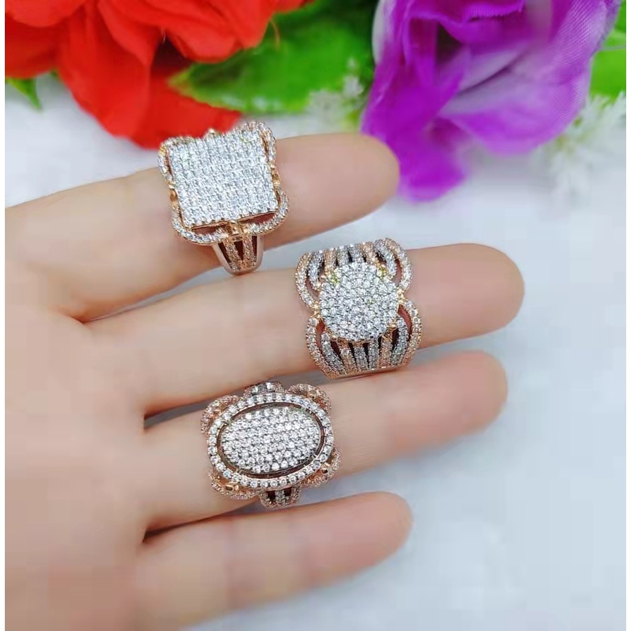 Cincin Kombinasi Permata Lapis Emas Perhiasan Fashion B60-62