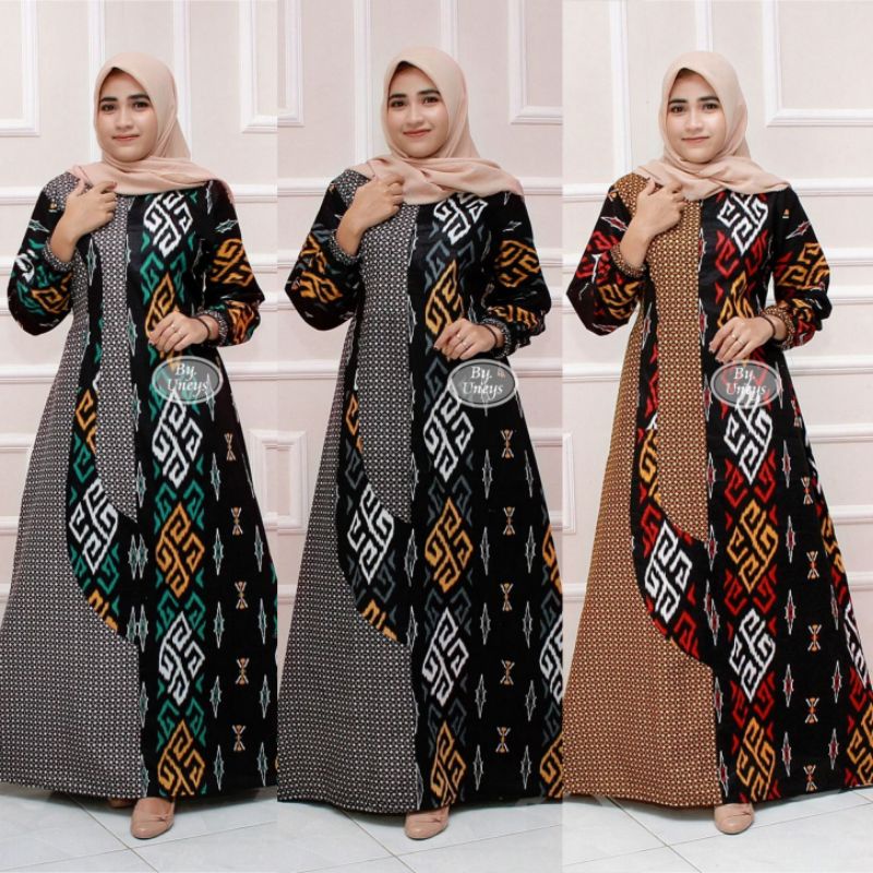 Baju Gamis Batik Wanita Baju Batik Gamis Allsize Jumbo Model Terbaru Mix Embos Shopee Indonesia