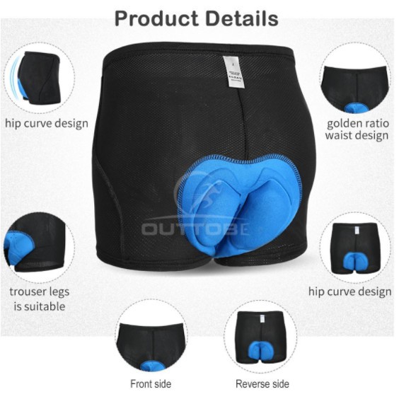 Celana Dalam Sepeda Padding Busa Gel Empuk 3D Pria Wanita Cycling Sport Underwear