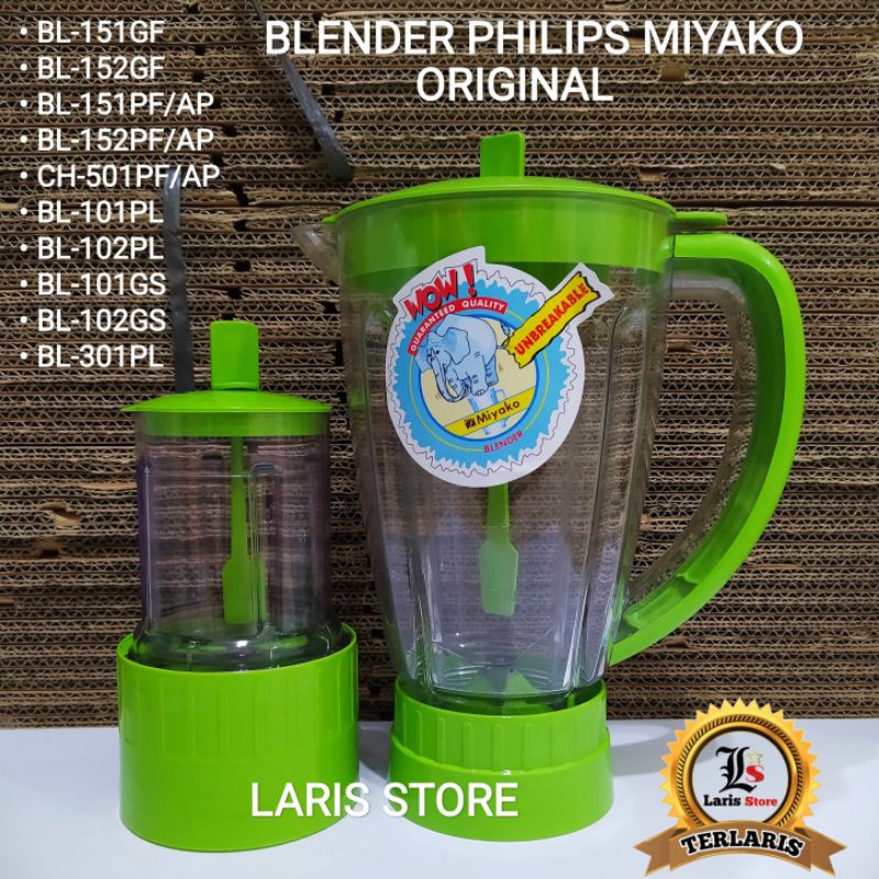 Gelas Jus Dan Chopper Bumbu Basah Blender Miyako Original 1,5 Liter 151PF/AP 152PF/AP Dll