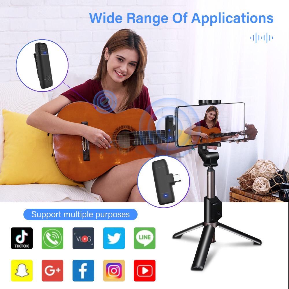 MIC CLIP ON WIRELESS MINI PORTABLE MODEL M9 MIC YOUTUBER LIVE VIDEOS VLOGGER FOR TIPE HP IPH(lightin
