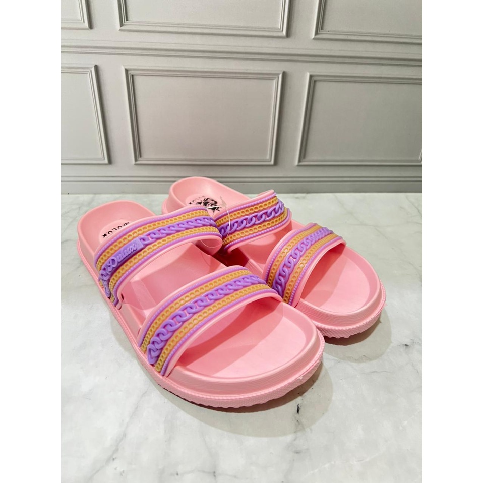 DX-389C Sandal Selop Anak Perempuan / Sandal Slide Dua Tali Rantai Merek Dulux Ukuran 30-35