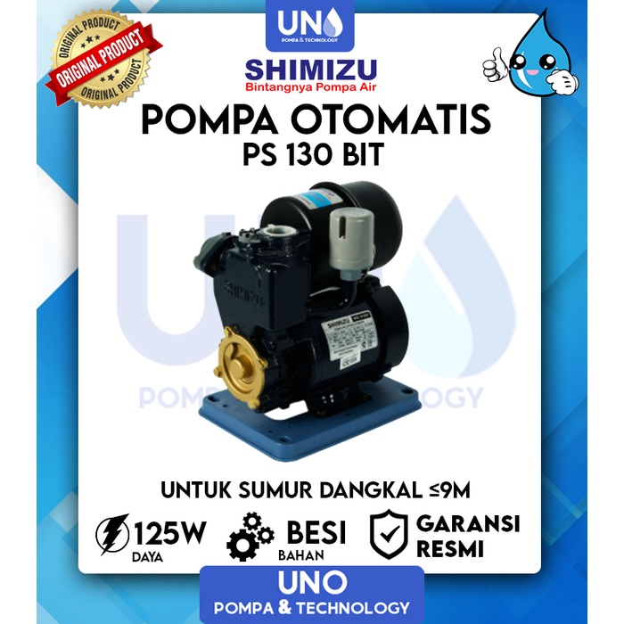 Pompa air Sumur Dangkal Shimizu Automatic Otomatis Pump PS 130 BIT / PS130BIT / PS-130 BIT