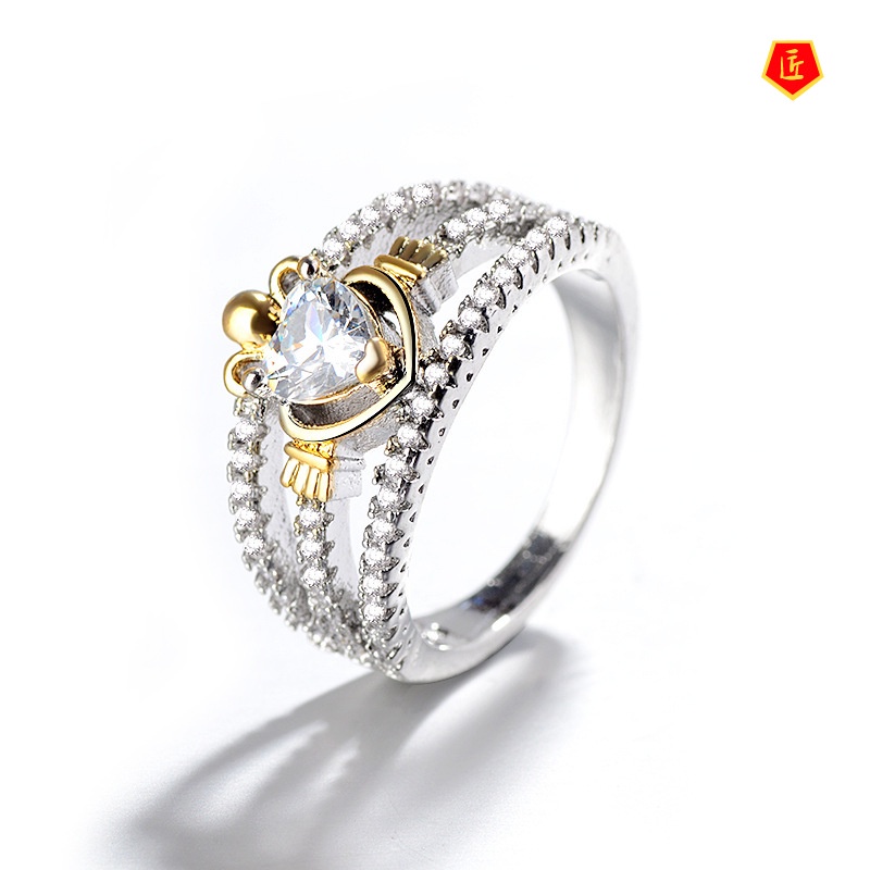 [Ready Stock]Creative Classic Crown 14K Gold Color Separation Ring for Women