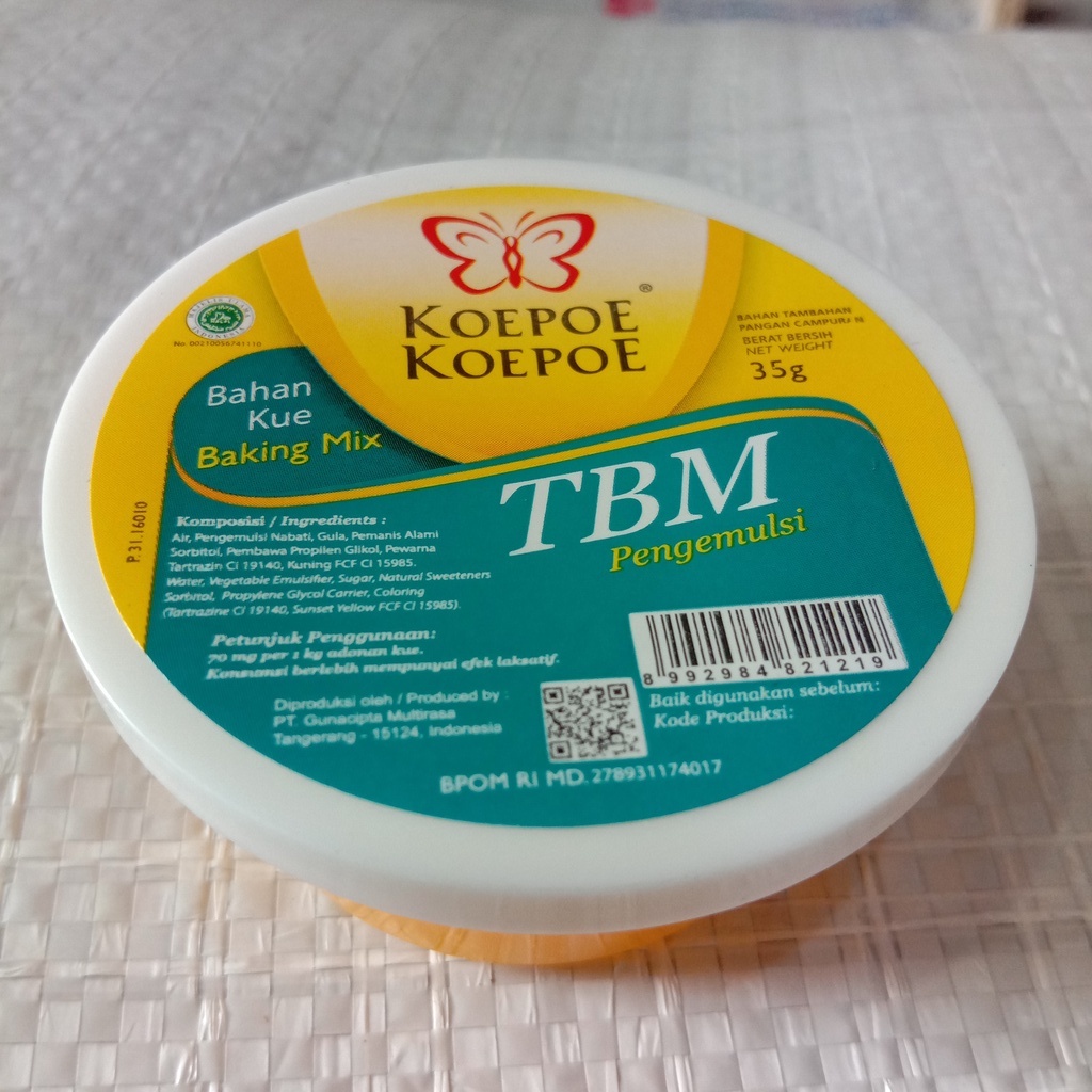 

Koepoe Koepoe TBM / Koepoe Koepoe Pengemulsi / Pelembut Kue TBM 35 Gram Kecil