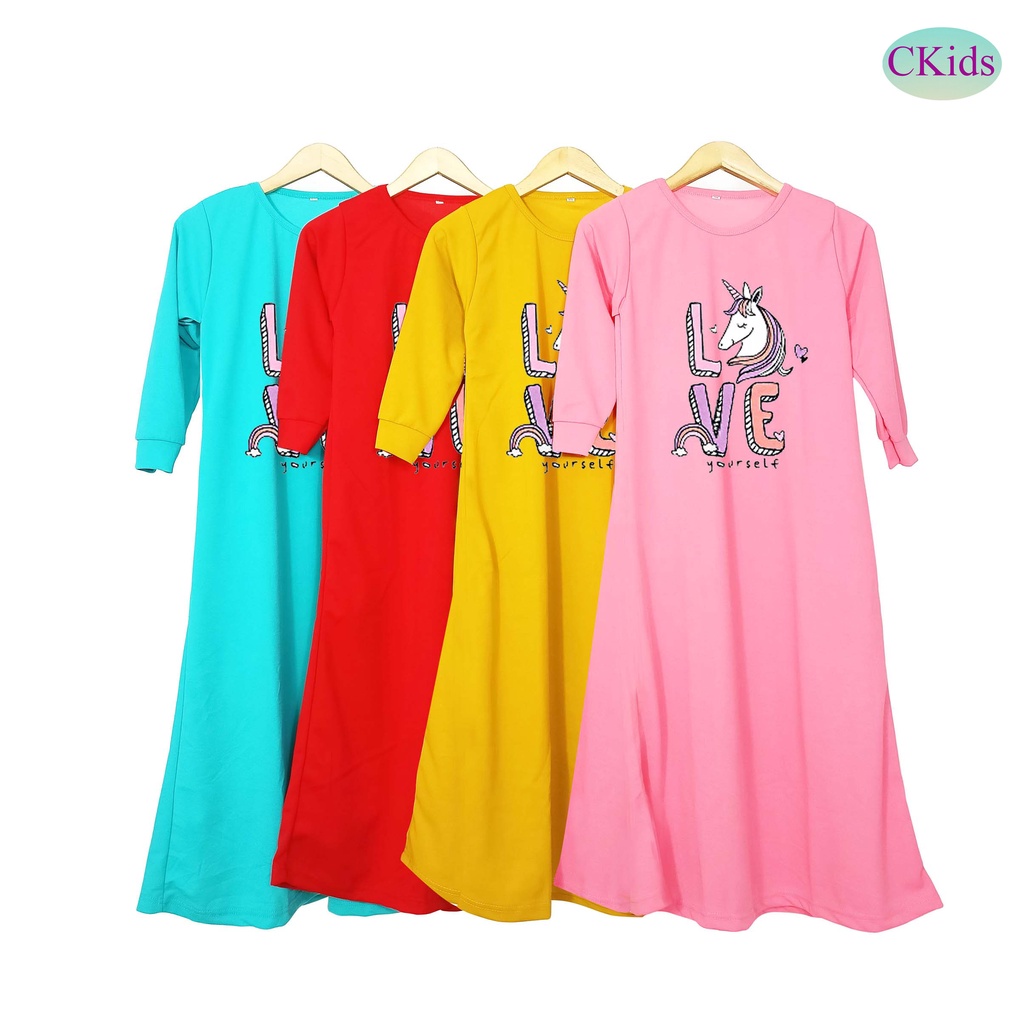 Gamis Anak Perempuan DTF Unicorn Love Yourself CF Kids