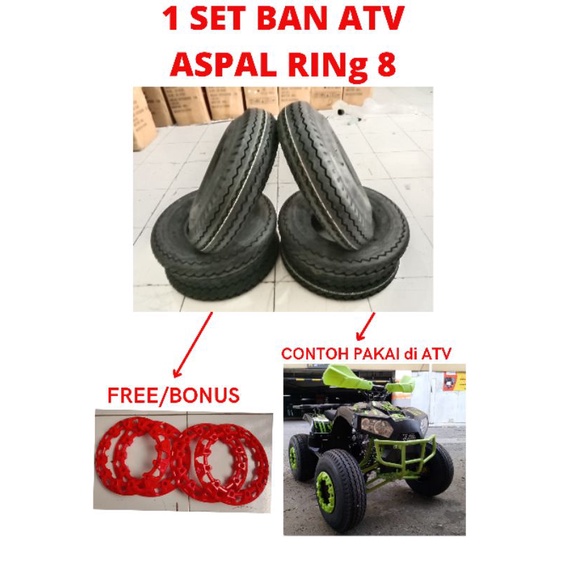 Ban ATV Ring 8 Onroad Tubless Special Ban Set + Bonus Tutup 4pcs