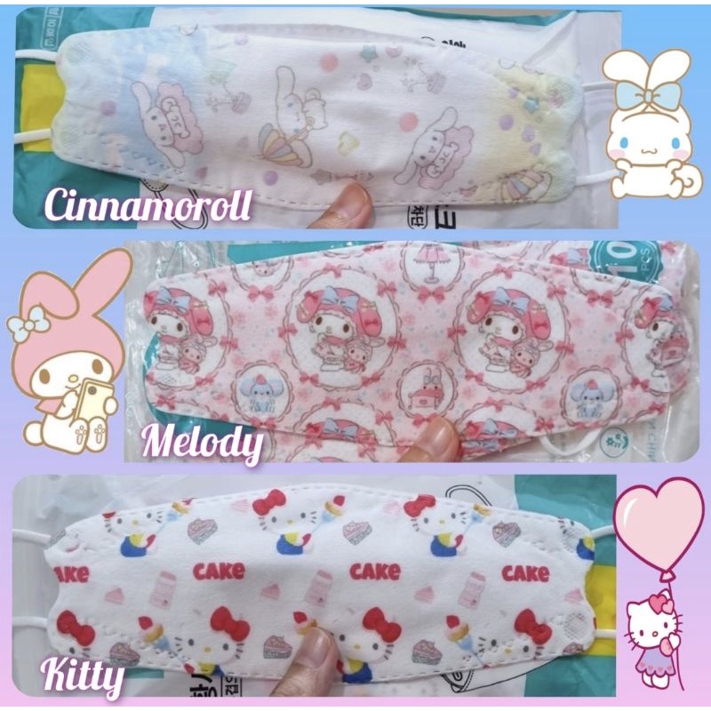 Masker dewasa kf94 kn95 melody kitty cinnamoroll snoopy toy story pooh tuxedosam kiki kuromi purin p