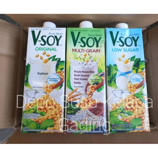 V-Soy Multigrain / Original / Low Sugar 1 Liter | Soya Vsoy Multi-Grain Golden Grain Susu Kedelai