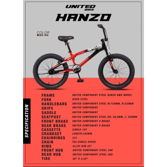 Sepeda BMX 20 Hanzo United