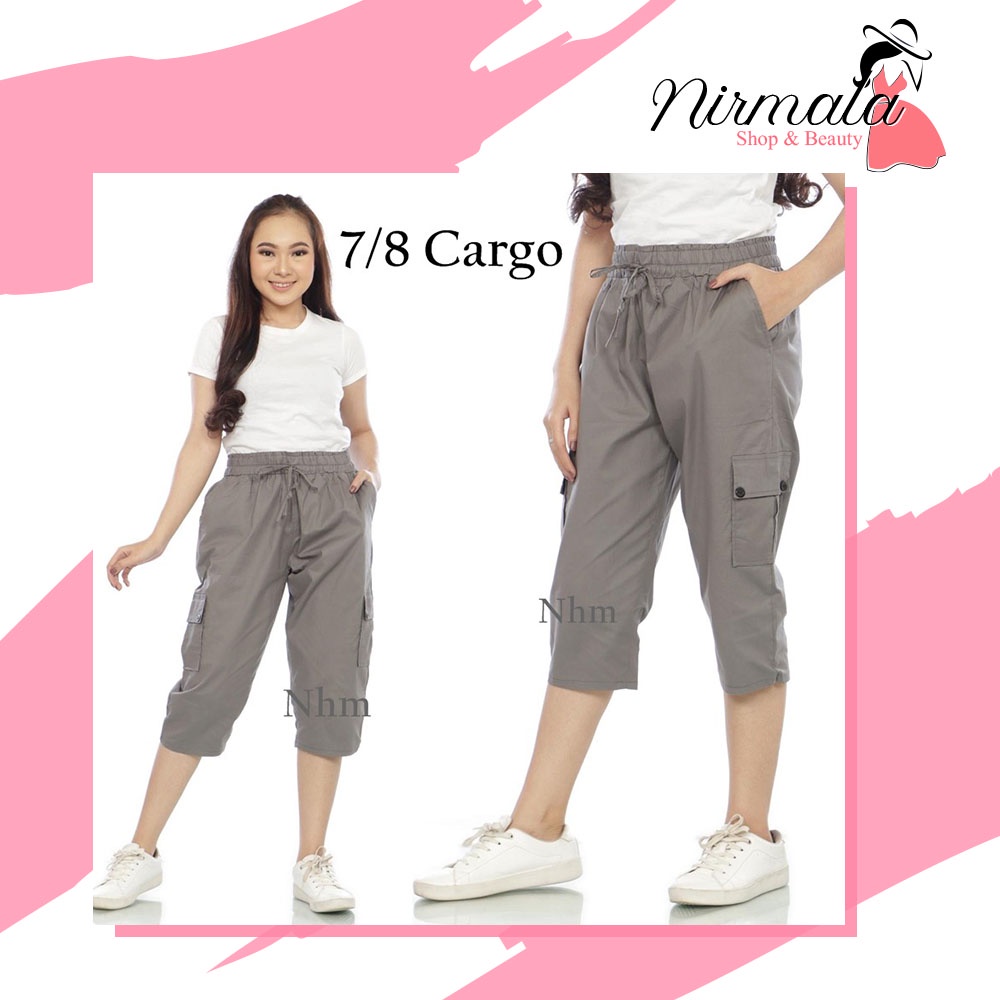 Celana Pendek Wanita 7/8 Kantong Cargo Jumbo Nhm