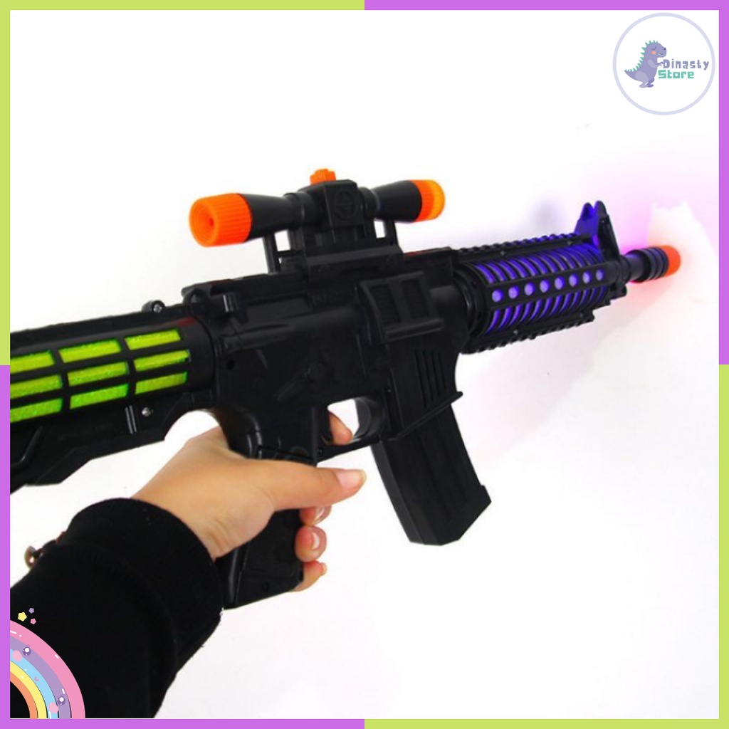 Mainan Senjata Api Anak Pistol Senapan Riffle Lampu Laser Suara Tembak