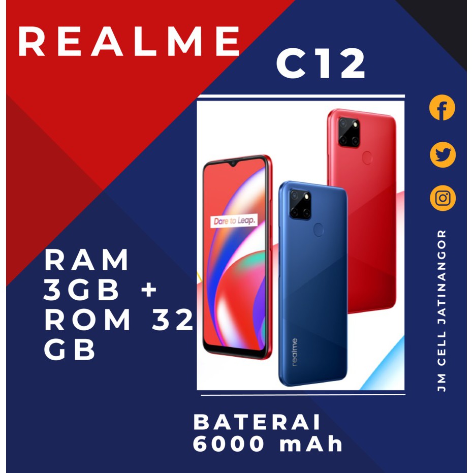 Realmi C12 RAM 3/32GB - Garansi Resmi Realme 1 Tahun