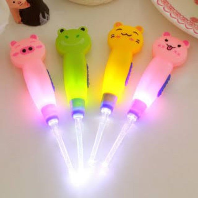 EARPICK ANIMAL WITH LED FLASHLIGHT - KOREK KUPING MOTIF ANIMAL DENGAN LAMPU LED