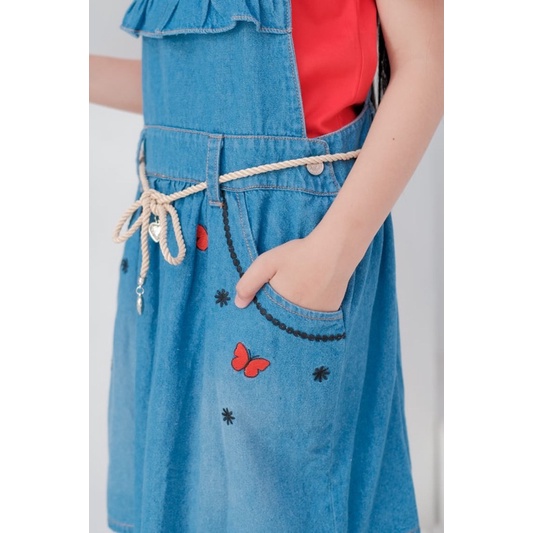 Flowkids Dress All Over Jeans Anak Perempuan - Dres Setelan Cewe Bahan Katun Usia 2 4 6 8 10 Tahun