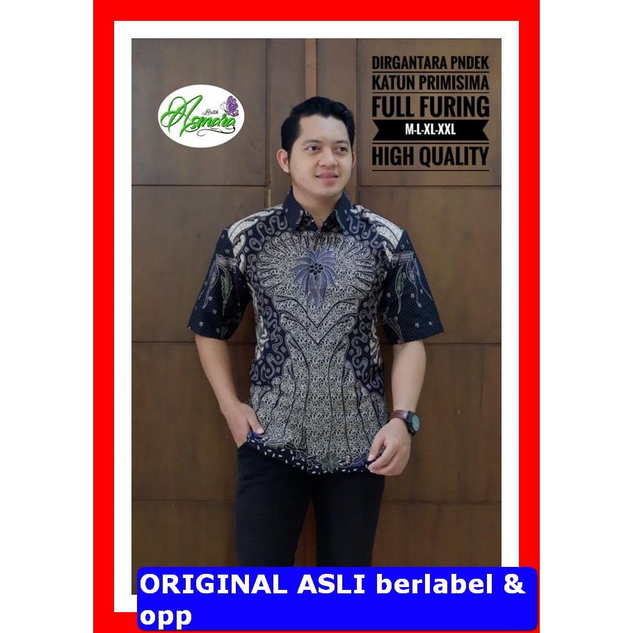 PROMO BATIK PREMIUM MODERN KEMEJA BATIK SOLO Lengan Pendek Lapis Furing Asmara Dirgantara Kipas Asma