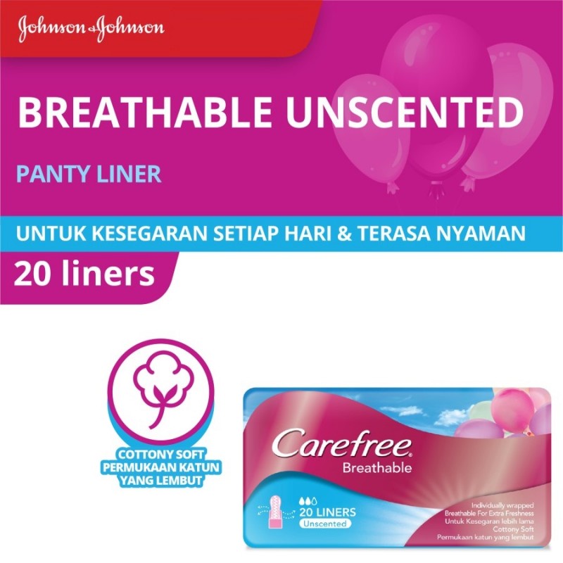 Carefree Breathable Unscented Panty Liner Pembalut Wanita - 20 S