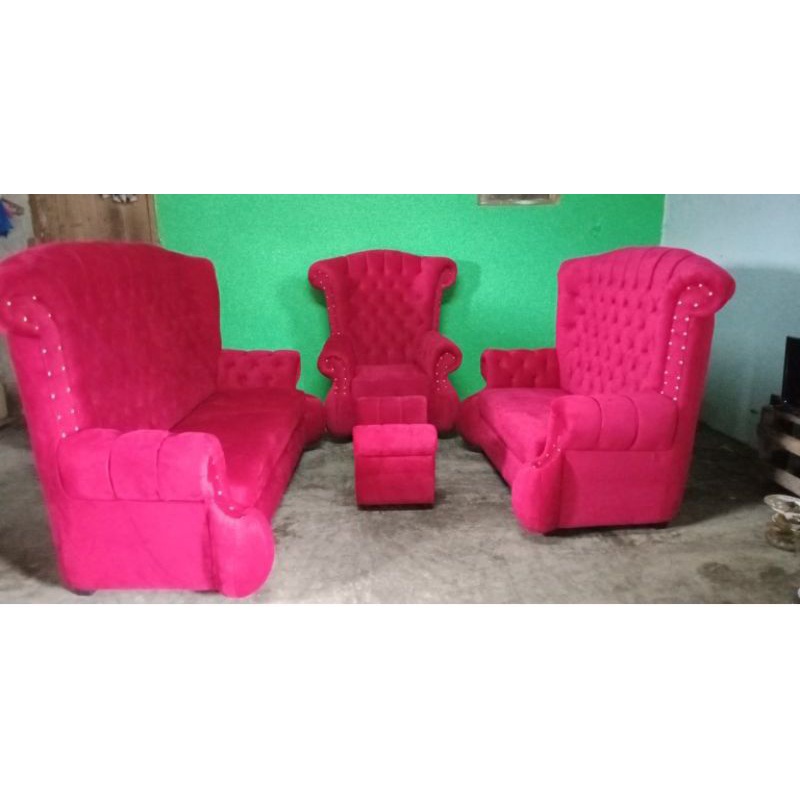 sofa labu 321 plus meja bahan bludru free ongkir bandung