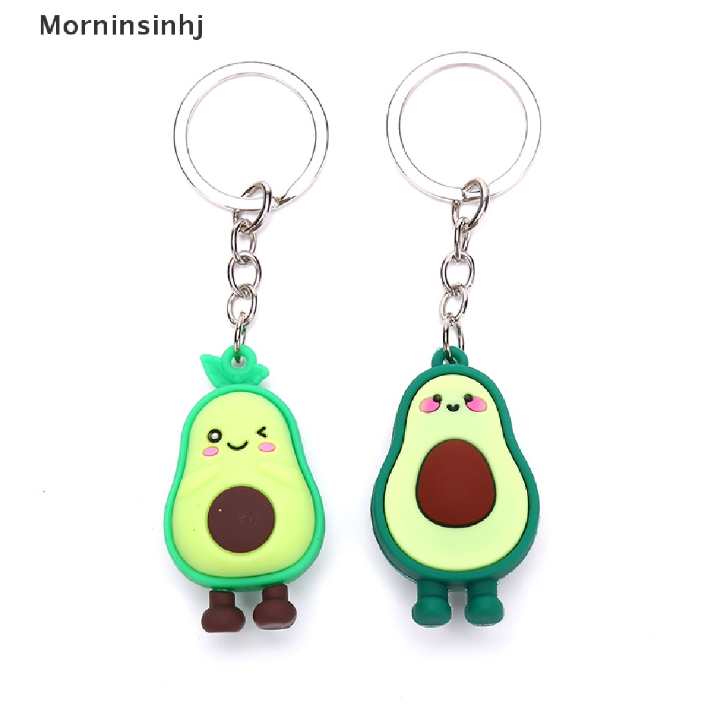 Mornin 1x Lucu Simulasi Buah Alpukat Gantungan Kunci 3D Resin Lembut Tersenyum Avocado Keychains id