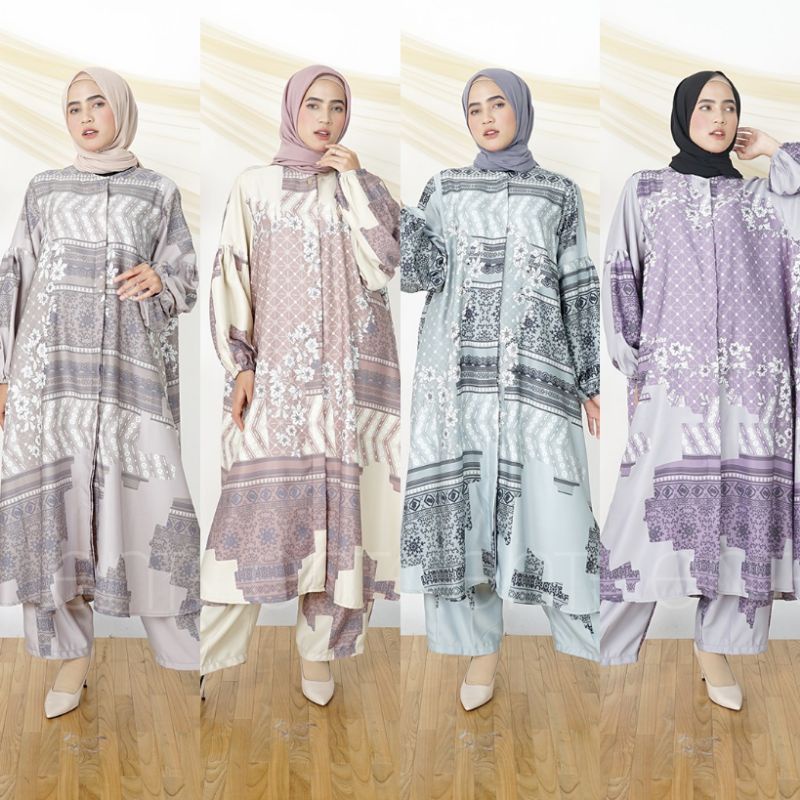 Velena One Set Original Enter Setelan Long Tunik Jumbo LD 140 Setelan Celana Maxmara Lux Busui Frien
