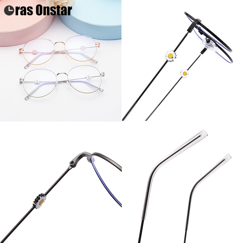 【Bayar di Tempat】100% Anti Blue Kacamata Retro Bundar Eyeglasses Wanita Kacamata Fashion Retro Frame-6