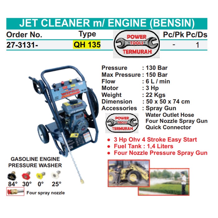 Jet Cleaner Engine 4T WIPRO QH 135 Mesin Steam Mobil Cuci Motor QH135