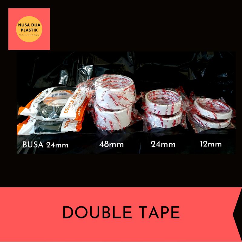 

Double Tape 24mm Busa Biasa Isolasi Selotip Bolak Balik Sedang