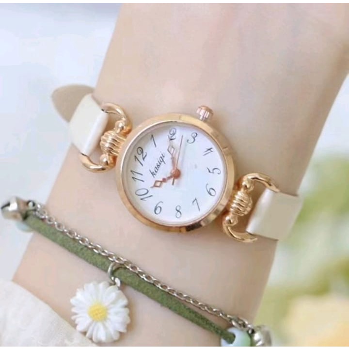 Jam Tangan Wanita Elegan Strap Pu Dial Bulat Angka (014PU)