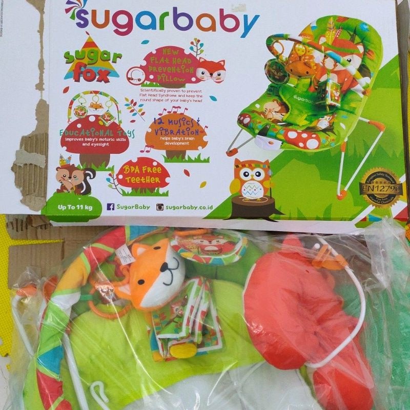 Ayunan Sugar Baby 1 Recline Deluxe Musical Vibration Bouncer Baby Kursi Goyang Bayi