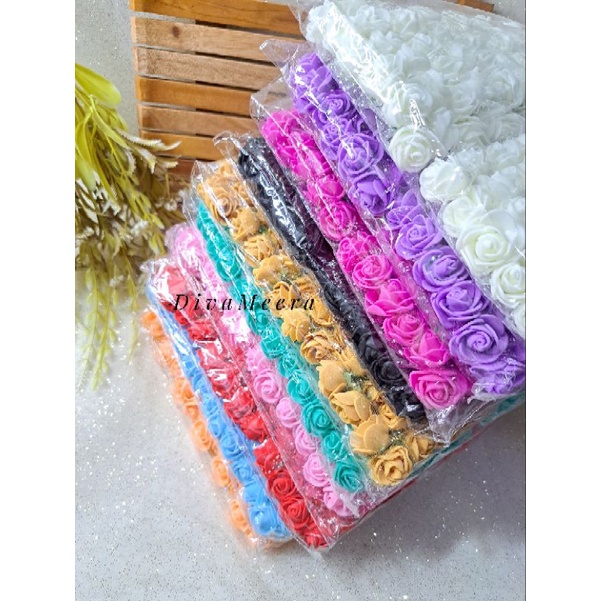 Bunga mawar spons tile /ikat (12 bunga)