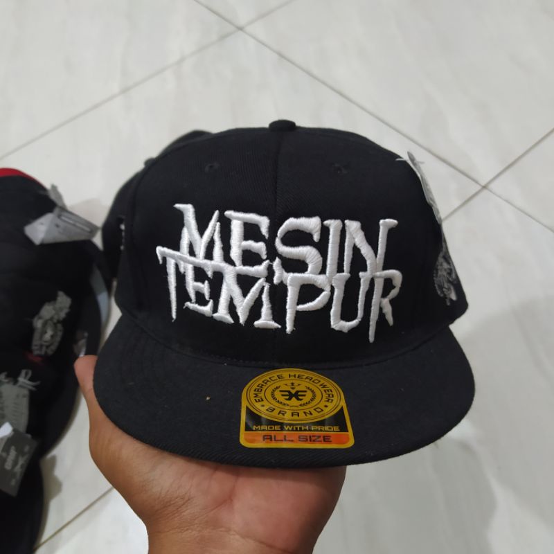 Topi Snapback metal distro pria Bordir Mesin tempur