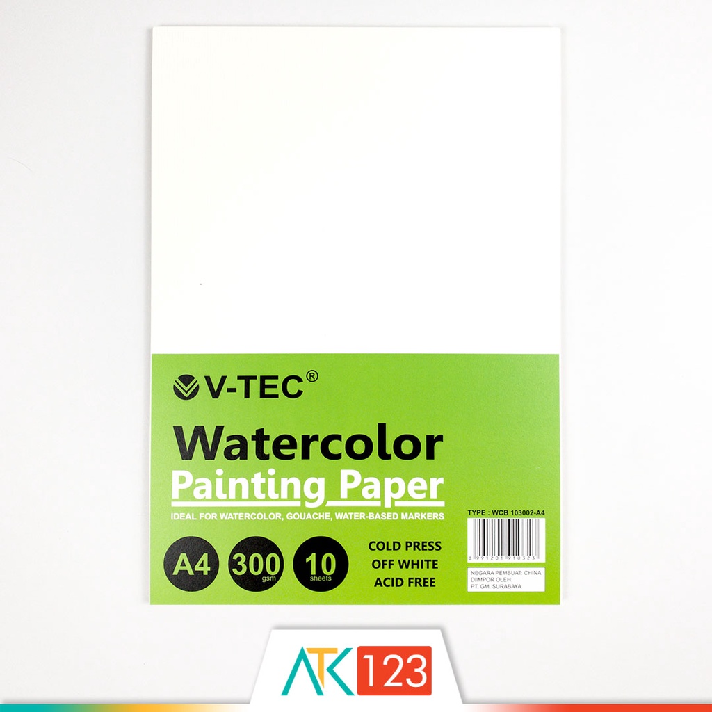 Kertas Lukis Cat Air / Watercolour / Watercolor Painting Paper / Pad A4 300 gsm 10 Sheets Cold Press