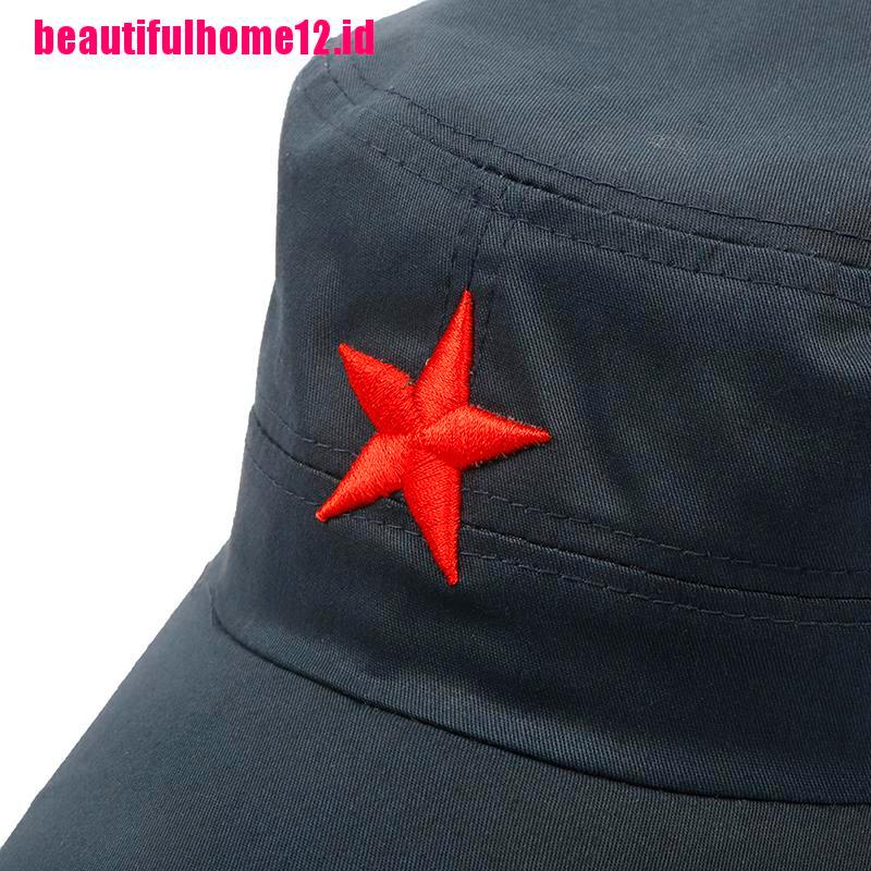 1pc Topi Flat Adjustable Motif Bintang Merah Bahan Katun Untuk Unisex