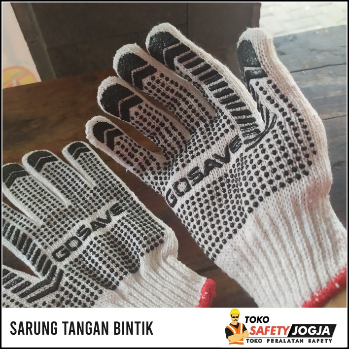 SARUNG TANGAN BINTIK 6 BENANG KARET KATUN POLKADOT BANGUNAN SAFETY GOSAVE