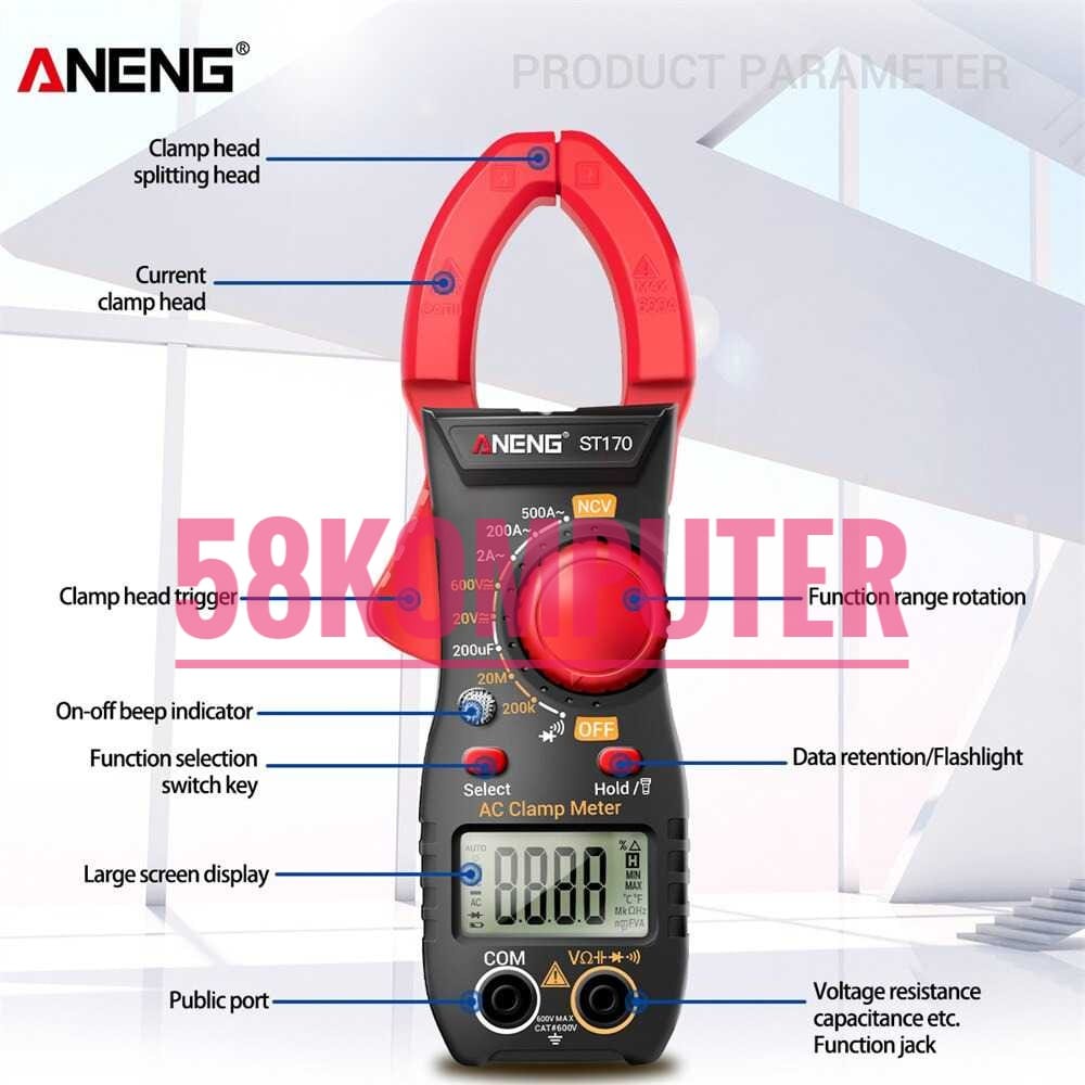 Tester Digital Multitester Tester Digital Ac Dc Multitester Digital ANENG Lengkap Otomatis Multitester Digital Ac Dc Multimeter Voltage Tester Clamp ANENG ST170