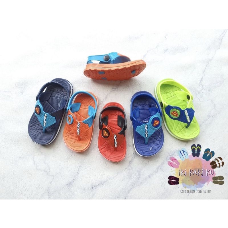 SANDAL JEPIT DULUX ANAK LAKI COWO SUPERMAN 293E KARET USIA 10-24 BULAN