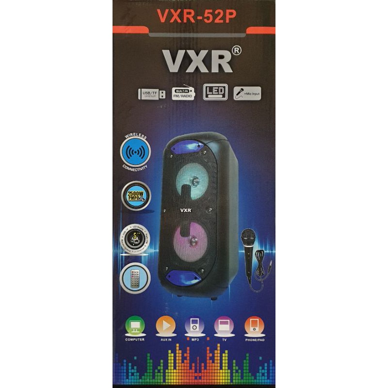 Speaker Portable 5 inch double, Bluetooth + Bonus Mic VXR52P