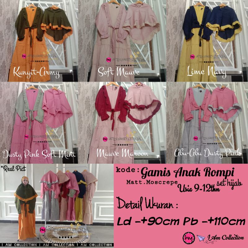 AM | Gamis Anak Rompi set Hijab | Gamis Anak Tanggung Usia 9-12thn