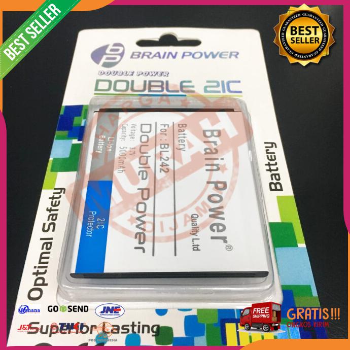 Acc Hp Baterai Lenovo K3 Lemon A6000 A6010 Vibe C 4800Mah Bl242 Brain Power