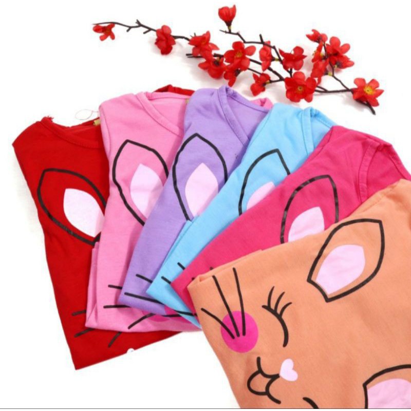 SETELAN BAJU ANAK PEREMPUAN SIKUNING MOTIF RABBIT 2-6 TAHUN NEW