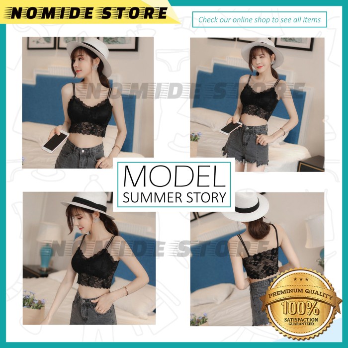 BH LACE BRA BRUKAT TANK TOP BRALETTE KEMBEN WANITA MOTIF BUNGA HITAM BEST QUALITY
